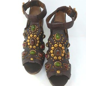 Vince Camuto Jeweled Leather Gladiator Heels